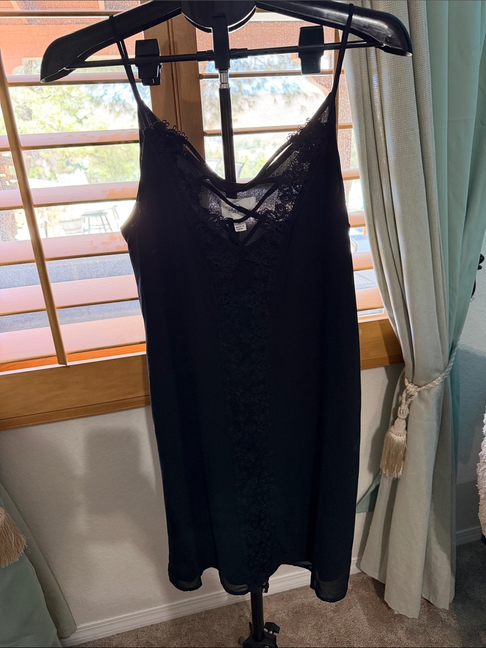 Black Lace Trim Slip Dress - Women